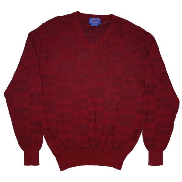 Pendleton Mercerized Cotton V-Neck Brick Red Sweater Size Medium - Picture 1 of 3